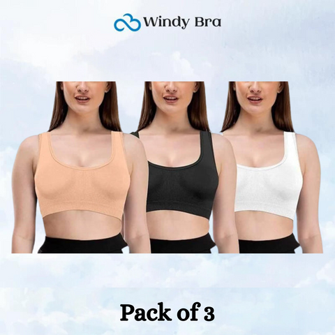 3-Pack Women's Seamless Wireless Cooling Back Comfort Bra with
